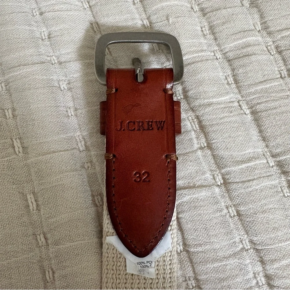 J. Crew Santa Polar Bear‎ Christmas Holiday Print Belt Canvas Leather Men’s 32